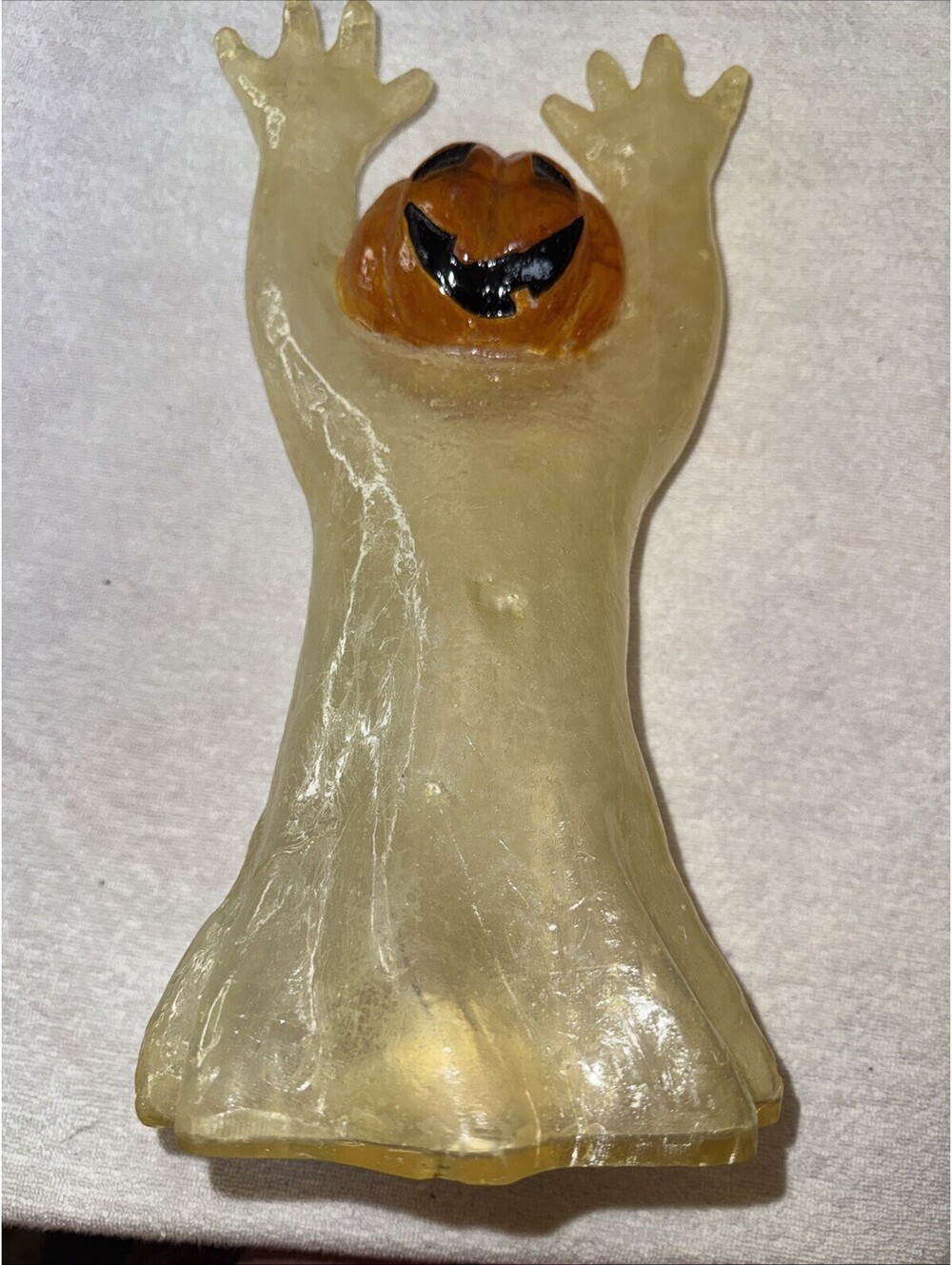 Halloween lFiberglass ghost With Pumpkin Head Decor 16" Tall Spooky Vintage